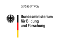 Das Logo zeigt den Bundesadler, die Farben schwarz-rot-gold und den Schriftzug gefördert vom Bundesministerium fr Bildung und Forschung