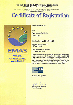 Dokument Certificate of Registration EMAS