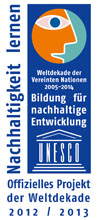 Offizielles Projekt der Unesco-Dekade Bildung fuer nachhaltige Entwicklung